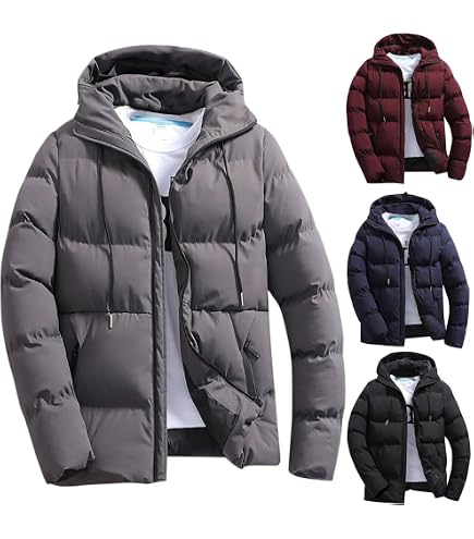 Doudoune Homme Hiver - Manteau Chaud Coupe-Vent Avec Capuche Amovible - Pour Outdoor, Camping, Randonnée - Rouge Taille XL