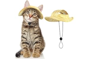 DENTRUN Cat Hats for Cats Only, Cat Cowboy Hats with Ear Holes Tiny Pets Birthday Party Costume, Cat Headwear Mini Cowboy Hat, Funny Sombrero Kitten Hat Chihuahua Beanie Cap Party Decorations