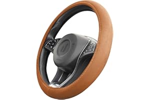 ‎UPGRADE4CARS Upgrade4cars pokrowiec na kierownicę w uniwersalnym rozmiarze 37-39 cm, brązowy, z alcantary, na lato i zimę, akcesoria samochodowe do wnętrza samochodu