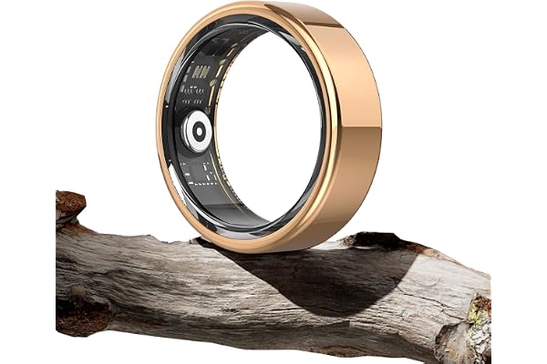 DEKELIFE 2024 Bague Connectée Homme Femme, Smart Ring avec Fréquence Cardiaque, SpO2, Sommeil, 100+ Modes Sportifs, Smartrings IP68 Podomètre pour Android iOS, Taille 9, Or