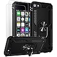 ULAK iPod Touch 7 Case, iPod Touch 5/6 [Military Grade] Dual Layer Protective Case with Stand Function, Soft TPU Bumper Hard Cover for Apple iPod Touch 5th / 6th / 7th Gen - Black