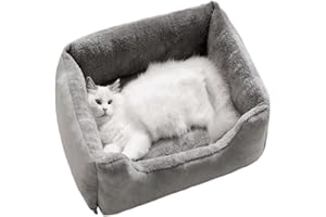 Baitang Bed Pet，Pet Bed Sofa Cat Beds Dog Sofa Soft Pet Square Plush Kennel Warm Thickened Cat Bed Washable Plush Medium Small Dog Bed House Pet Supplies(Grey,70x50cm)