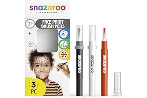 Snazaroo Set de 3 Rotuladores de Maquillaje "Halloween", color negro, blanco, naranja, para niños y adultos, base de agua, maquillaje pintacaras, aguacolor
