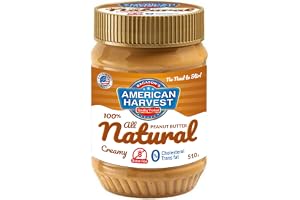 American Harvest All Natural Peanut Butter Creamy 510g | 100% Peanuts | No Added Sugar, No Salt, No Sweeteners | High Protein Plant-Based Spread | Gluten Free & Vegan | 10.82g Protein per 32g Serving
