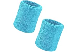 HshDUti Fascia per il sudore da polso, 2 pezzi, 10,5 cm, in morbido cotone spesso, per tennis, ginnastica, calcio, basket, corsa, atletica e sport