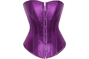Felcia Women's Plus Size Corset Bustier Overbust Top Satin Waist Cincher Lace up Body Shaping Retro Bustier