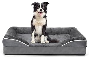 Afoddon Orthopedic Dog Bed for Large dogs, Thick Egg-Crate Bolster Dog Sofa Couch Bed with Removable Washable Cover and Nonskid Bottom Pet Sofa beds for Comfortable Sleep