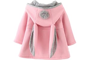 TMEOG Cappotto Giacca con Cappuccio Coniglio Felpa Mantello del Cappotto di Inverno della Pelliccia della Neonata Bambine e Bambino