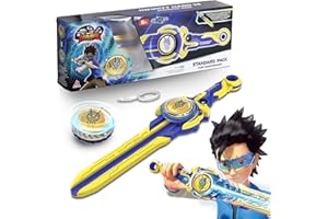 Infinity Nado Toupie Jouets Burst Gyro avec Lanceur Sabre, Battle Top Anneau de Fusion Métallique Lumière LED, Spinning Top Set, Cadeau pour Enfants, Garçons, Filles 5 Ans et Plus - Fury Wave Dragon