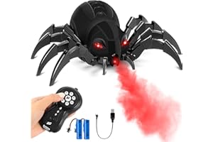 MOMOSTAR 2.4GHZ Araignée Télécommandée Jouet Enfant 6-12 Ans Garcon Fille, Fonction Spray, Yeux Lumineux Et Plusieurs Modes Musicaux Anniversaire Cadeau Enfant 6-12 Ans Garcon Fille Jeux