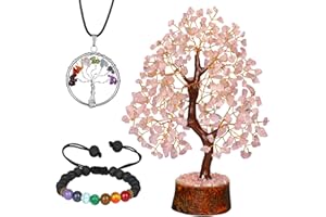 NARIBABU Rose Quartz Crystal Tree - Pink Tree - Gemstone Bonsai Tree - Desk Decorations For Women Office - Witchy Gifts For Women - Gem Tree Crystals - Crystal Quartz Tree