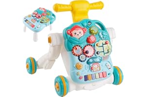 SIAIRO Baby Walker 2 in 1, walker rimovibile con velocità e tavolo regolabili, attività di apprendimento precoce, centro di attività educativa per bambini dai 6 ai 36 mesi Blu