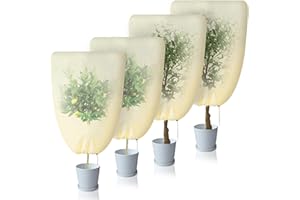 KULAMO Pokrowce na rośliny na zimę – 4 szt. osłona zimowa ochrona przed zimą, worek na rośliny doniczkowe, pokrowiec ochronny na rośliny, drzewo, palmy, rośliny balkonowe, namiot, oddychająca, do ochrony