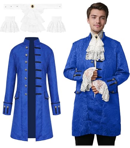 Veste Steampunk Homme En Jacquard, Manteau Medievale Homme Vintage,Blouson Gothique Homme Grande Taille Queue De Pie Retro Victorienne Carnaval Cosplay Halloween Costume Cour Renaissance FêTe Vestes