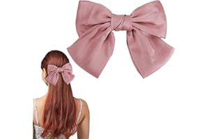 LECTNORE Fermaglio per capelli con fiocco, per donne, con grande fiocco, fermagli per capelli francesi con nastro, tinta unita, morbidi fiocchi per capelli in raso setoso, per donne e ragazze (rosa, 1 pezzo)