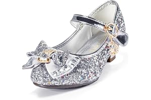 TRIWORIAE-Zapatos de Princesa Elegantes para Niñas de Tacón con Lentejuelas Purpurinas para Disfraz, Fiestas, Bodas