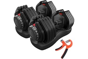 HAKENO 2x24kg/40kg Pair Adjustable Dumbbell 15 Weight in 1 with Fast Automatic Adjustable and Weight Plate for Body Workout Home Gym dumbbell（Include 2 dumbbells + 2 hand Gripper）