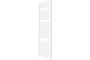 MIADOMODO Aquamarin® Secador de Toallas de Baño - De Pared, 1800x600mm, Agua Caliente, Acero, Vertical, Entrada Central o Lateral, Blanco - Radiador de Baño, Calentador de Toallas, Calefacción, Toallero