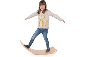 CONTRAXT Balance board montessori enfant wooden. Planche d'équilibre enfant bois Activite montessori 3 ans MAX 70 kg Bebe wobbel Bascule waldorf Enfant psychomotricité Pikler