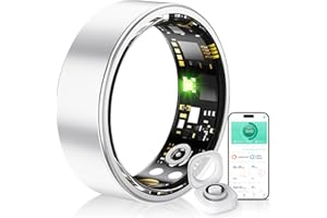HPLSZCN Smart Ring Health Tracker, Sleep & Heart Rate Monitor, IP68 Waterproof Fitness Ring for Men/Women, Smart Ring Fitness Tracker for Daily Sports, Android & iOS (Silver, #10)