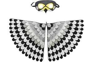 Proumhang 2 sztuki kostium dla dzieci w wieku 3~8 lat,ptasia sowa i paw maska sowa ubierają się,chłopcy dziewczęta filcowe maska na oko i zestaw skrzydeł, kolorowe przebranie na Halloween,Styl 9