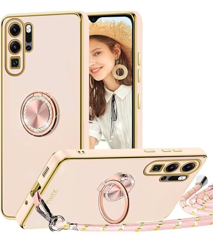 Btstring Cover per Huawei P30 Pro con Pellicola Protettiva, Grado Militare Custodia con Cavalletto in Metallo Rotante a 360°, Hard PC Back Cover e TPU Bumper Antiurto Case- blu