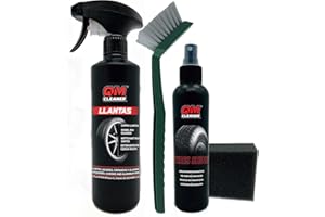 QM Cleaner Kit di Pulizia Cerchi e Lucidante per Pneumatici per Auto | Include 500 ml Detergente per Cerchi, 200 ml Lucidante per Pneumatici, Spazzola e Spugna