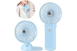 Lepwings Handventilator, Mini Ventilator USB Wiederaufladbar, 5,5-16 Std. Laufzeit, 4 Windgeschwindigkeiten, Faltbarer Leiser Kleinventilator für Reisen, Büro, Zuhause und Draußen - Blau