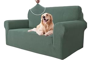 ‎YSTYLE Ystyle Sofa überzug 2 Sitzer Mit Armlehne, Stretch Sofabezug rutschfest, Modern Sofa Cover Für Hunde Haustiere, Atmungsaktiv Couch überzug Mit Elastic Bottom, Hellgrün