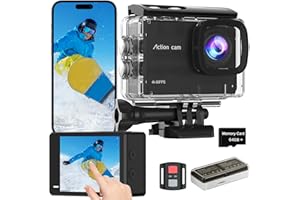 TIMNUT Touchscreen 4K60FPS Action Cam, Unterwasserkamera mit 64G SD Karte 48MP HD WiFi Kamera mit EIS 40M Wasserdicht Actionkameras Weitwinkel 8X Zoom,Sportkamera mit 2 * 1350 mAh Akkus