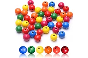 DAHI holzperlen 200pcs 16 mm Natürliche Holz Perlen Runde Holzperlen, Bastelnperlen für DIY Armbänder Schmuck Dekorationen Geschenk (bunt)