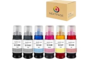 NEXTPAGE GI53 GI-53 Ink Compatible with Canon Pixma GI 53 GI-53 Ink Bottle Multipack for Pixma G650 G550 Printer Black Cyan Magenta Yellow Red Grey (6 Pack)