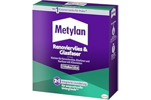 Metylan Renoviervlies & Glasfaser, Tapetenkleister & Grundierung für Renoviervlies, Glasfaser- & Raufasertapete mit Vliesrücken, Kleister für Feuchträume, 1x500g