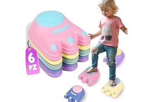 BIRDWING Pietre impilabili e pietre di bilanciamento per bambini, set da 6 pezzi, pietre di fiume colorate e allenamento di equilibrio | ideale per attività e bilancio, per bambini, Stepping Stones per interni