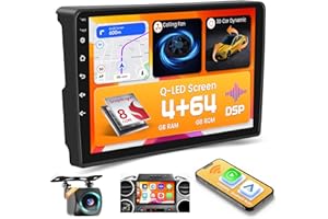 Hikity Qualcomm Snapdragon 8-Core 4+64G Android 15 Autoradio pour Citroen Berlingo B9/Peugeot Partner Wireless Carplay Android Auto 9" Écran Tactile avec Modèle de Voiture 3D WiFi GPS BT FM/RDS DSP