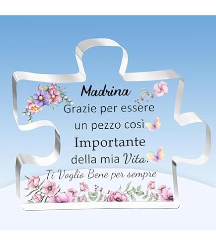 Targa Acrilico Cuore Per Madrina - Regalo Personalizzato Per Battesimo E Natale - Foto 2