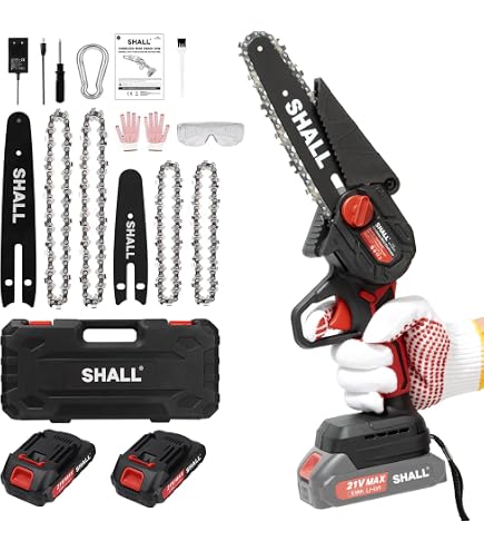 Tronçonneuse Électrique 6 Pouces QLUUE - 21V Avec 2 Batteries 4.0Ah - Parfaite Pour Jardin Et Bricolage