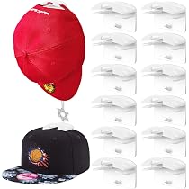 CAREDGO 12PCS Crochets Adhésifs Pour Casquettes - Support Mural Transparent Pour Chapeaux, Écharpes Et Accessoires