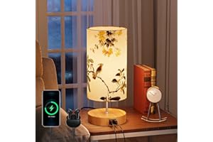 GPATIO Nowoczesna lampka nocna, dotykowa, ściemniana, dekoracja sypialni, z nadrukiem, 2 porty ładowania USB, lampa LED