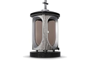 Lanterne funéraire en granit noir Impala avec socle élégant en granit Impala Noir Hauteur 28 cm Ø 15 cm