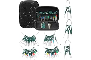 Hossom 76 Pezzi Pin Rimozione Cablaggio Terminale con Portachiavi per Auto, kit estrattore connettori elettrici auto cablaggi elettrici crimpare connettore pin per Auto Elettrico Connettore A Crimpare