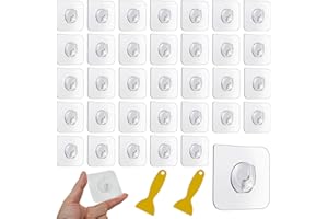 MOSTFUN 35 sztuk samoprzylepnych haczyków samoprzylepnych, przezroczyste haczyki samoprzylepne ze skrobakiem, bardzo mocne, wodoodporne, haczyki ścienne, samoprzylepne, bez wiercenia, do kuchni,