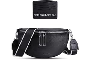 GSenhui damska torebka na brzuch, z szerokim paskiem, wegańska skóra, z zamkiem błyskawicznym, z małym portfelem, dla kobiet, do pracy, na podróż, czarna, czarny 04, Einheitsgröße