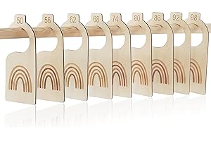 OHSN Separador de Madera para Bebé Divisor de Ropa de Bebé Paquete de 9 Tallas 50 a 98 Divisores de Ropa de Madera Bebés Divisor Separadores para Armario de Bebé Armario Divisores de Perchas