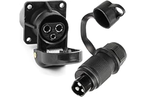 DARKGUARD 1Piece 3 Pin Tractor Plug and 1Piece 3 Pin Tractor Socket 12v 24v,Din 9680,3 Flat Terminals,Waterproof 3pin Trailer plug Socket, 3pin Trailer Socket Plug for Towbars (3pin Plug Socket K1S41)