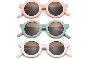 YEAMLTE Gafas Sol Niña, 3 PCS Gafas de Sol Infantiles, Gafa de Sol para Niño, Gafa de Sol de Redondas para Niñas, UV 400, Regalos de Verano para Niñas y Niños en Vacaciones en la Playa
