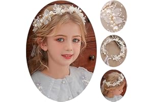 VIDSTW Białe ozdoby do włosów na komunię, wesele i zaręczyny, ozdoba do włosów z kwiatami, regulowana opaska