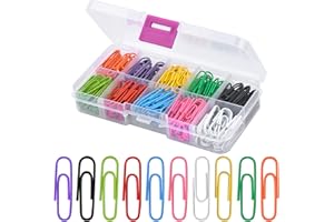 EMPEROCH Spinacze biurowe, zestaw 250 kolorowych spinaczy biurowych, trwałe i nierdzewne, powlekane, duże spinacze biurowe, zestaw z plastikowym pudełkiem, do biura, szkoły, dokumentów, klasyfikacji papieru i