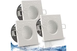 ‎TRENDLIGHTS24 trendlights24 Aqua Base Decken Einbaustrahler eckig IP65-3er Set ultra flach 50 mm LED Spots 5W 230V Warmweiß - Weiß Bad Feuchtraum