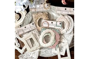 MYHIJU 40 Blätter Spitze Rahmen Scrapbook,Vintage Hohle Geprägt Foto Rahmen Material Scrapbooking Hintergrund Fenster Rahmen Scrapbook Papier für DIY Vintage Papier Journaling Scrapbook Scrapbooking Zubehör